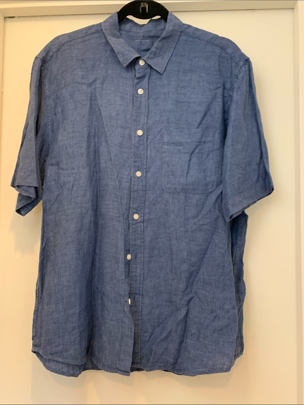 Muji Blue Short-Sleeve Casual Button-Down Shirt